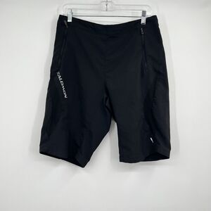 Womens Salomon Acti Lite Shorts L Black Hiking Zip Pockets Outdoor